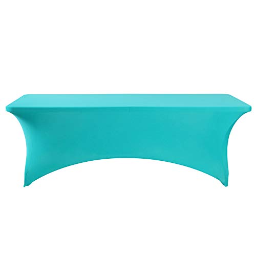 Image of FORLIFE Spandex Table Covers,Fitted Tablecloth for Rectangular Tables, Stretch Patio Table Covers, Universal Spandex Table Cover for Wedding, Banquet, Party (8ft, Turquoise)