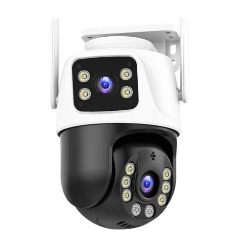 Cámara de seguridad Cámara de 8MP 4K 360º, cámara CCTV inalámbrica de doble lente for exteriores, seguimiento IA, protección de seguridad, cámaras de vigilancia Sin duda una conexión más estable(4MP+4