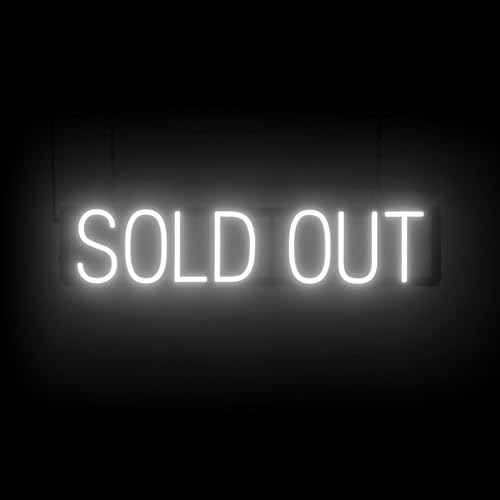 Image of SpellBrite LED Neon SOLD OUT Sign for Business - White, 30 inch x 6 inch | Ultra-Bright Click-Together Signage for Restaurants, with Visibility from 500 Feet - 8 Animations, 6 Brightness Levels