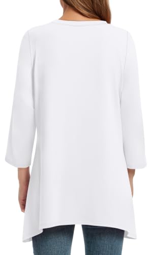Image of OFEEFAN Tunic Tops for Women Loose Fit Dressy 3 /4 Length Sleeve Womens Tops with Asymmetrical Hem S-4XL