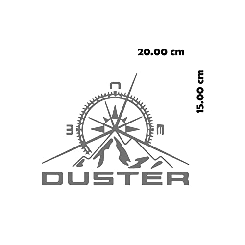 BIRD'S MIND Compass Stickers Compatible with Duster Renault Car Back Sides Bumper Decal Black Vinyl L x H 20.00 cm x 15.00 cm (Grey)