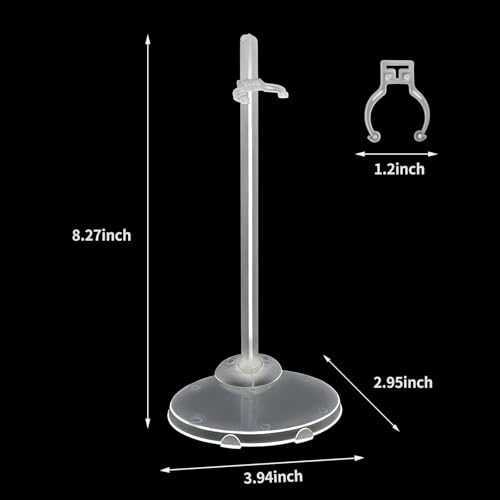 Image of 12-Pack Adjustable Doll Stands for 8-12 Inch Dolls, Clear Plastic, Hobby Figure Display Stands
