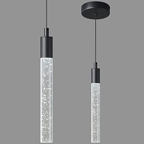 Image of Modern Kitchen Island Pendant Light Dimmable LED Black Finish Mini Crystal Pendant Lighting Bedroom Bedside Table Small Pendant Lights(1-Pack)