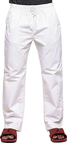 White Men's P.C. Cotton Round Elastic Pyjama Made up from Mafatlal Mill's Fabric