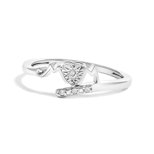 Haus of Brilliance .925 Sterling Silver Diamond Accent MOM Heart Ring (J-K Color, I2-I3 Clarity) - Ring Size 7