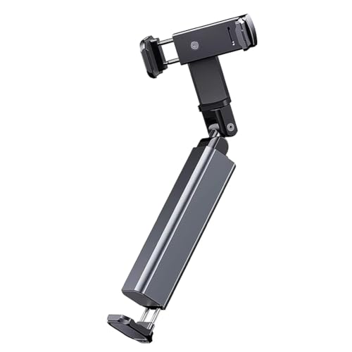 JNJOOD Airplane Travel Essentials - Soporte para teléfono ajustable con rotación de 360°, gancho plegable, tamaño de bolsillo, para bandeja de escritorio, gris