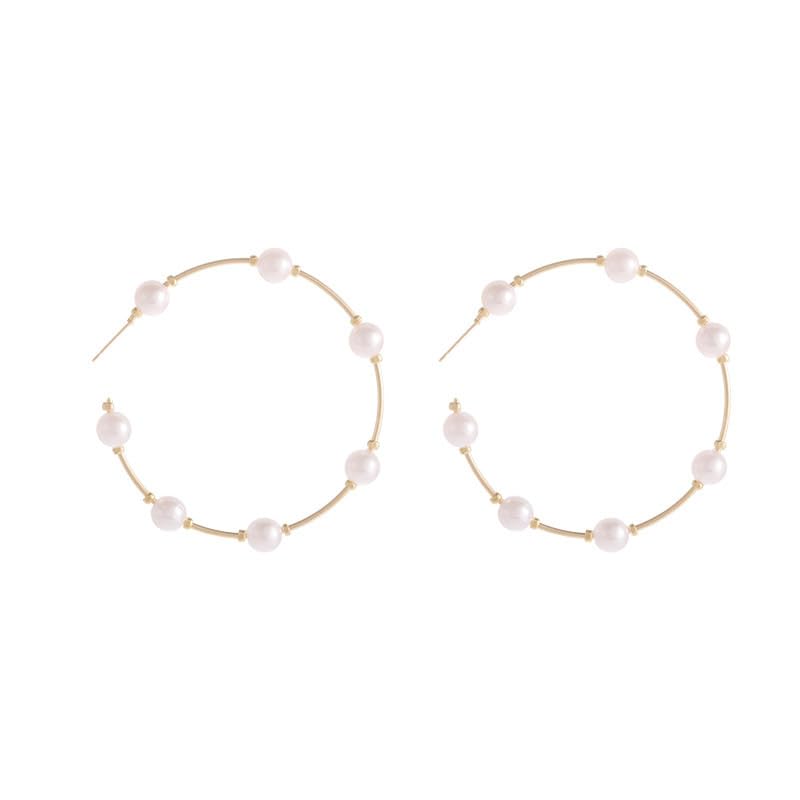 El Regalo Big Pearl Hoops Earrings- Large Golden Hoop Earrings Embellished With Imitation Pearl- Elegant Oversized Hoops for Women & Girls (B0CX1L8VCZ) Amazon Price History, Amazon Price Tracker