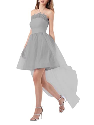 Robe de soirée formelle pour enfants en tulle gris pour mariages et cérémonies