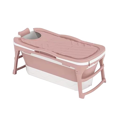Iconique Collapsible Portable Bath Tub | Foldable Sauna, Shower, Cold Plunge, Outdoor Pool | 142cm x 60cm x 58cm | for Adults, Kids, Pets (Light Pink)