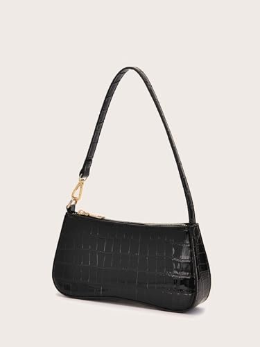 SweatyRocks Women's Small Crocodile Print Shoulder Bag Leather Clutch Purse Handbag with Zipper Closure4