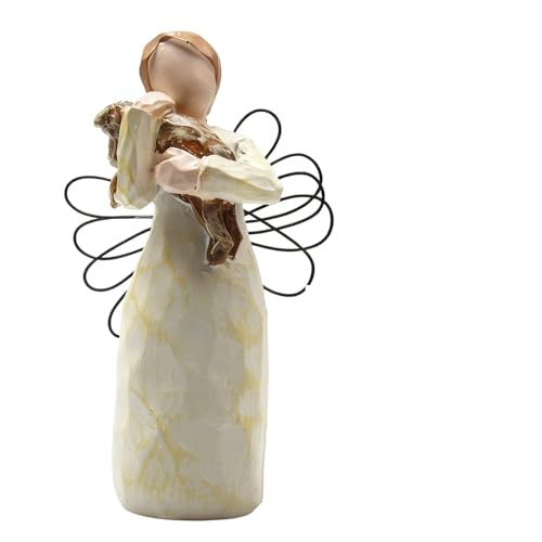 Dog Memorial Angel Figurines Dog Friendship Remembrance Gifts Pet Loss Gifts Sculpted Hand-Painted Pet Figures Willow Tree for Dog Lovers Keepsake Home Decor (Dog)