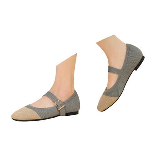 Chaussures tricotées femme plates Mary Jane bout carré de bureau