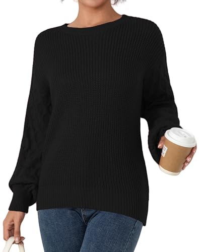 Fall Sweaters for Women 2025 - Lightweight, Honeycomb Long Sleeve, Elastic Hem, Crew Neck, Textured Knit Pullover