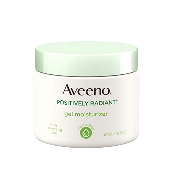Aveeno-Positively-Radiant-Daily-Gel-Facial-Moisturizer-with-Hyaluronic-Acid-Tone-Correcting-Soy-Hydrating-Brightening-Gel-Cream-Face-Moisturizer-Oil-Free-Hypoallergenic-white-17-Fl-Oz Aveeno Positively Radiant Daily Gel Facial Moisturizer with Hyaluronic Acid & Tone-Correcting Soy, Hydrating & Brightening Gel Face Cream Evens Skin Tone & Texture, Hypoallergenic, 1.7 oz