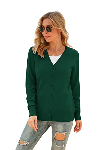 Image of VIISHOW Women Long Sleeve Button Down V Neck Lightweight Basic Knit Sweater Cardigan