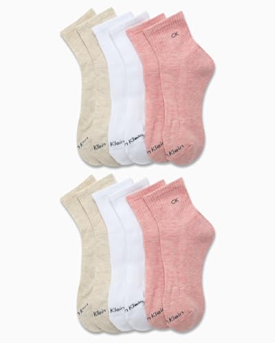 Image of Calvin Klein Womens 12 Pack Terry Cushioned High Quarter Socks
