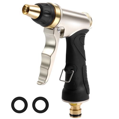Pistolet d'Arrosage avec Buse en Laiton, Robuste et Haute Pression, Réglable de Jet à Pulvérisation, pour Laver la Voiture et les Animaux Domestiques, le...