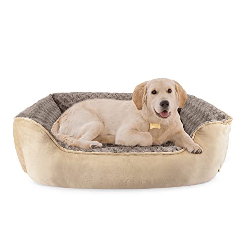JOEJOY Cama Perro Cama para Perros Grandes Caseta para Perros Antideslizante Cama Antiestres Perro Colchon para Perros Lavable Cama de Perro en Casa Cuna para Perros Sofa Perro XL(89x63x23cm) Beige