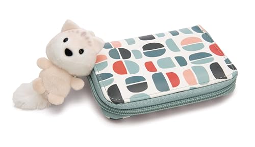 Geldbeutel mit Anhänger Polarfuchs Vanja 12x10x2cm blau - Brieftasche Mädchen Geldbörse Münze Reißverschluss Tasche für Mädchen und Teenager Fans Geschenk