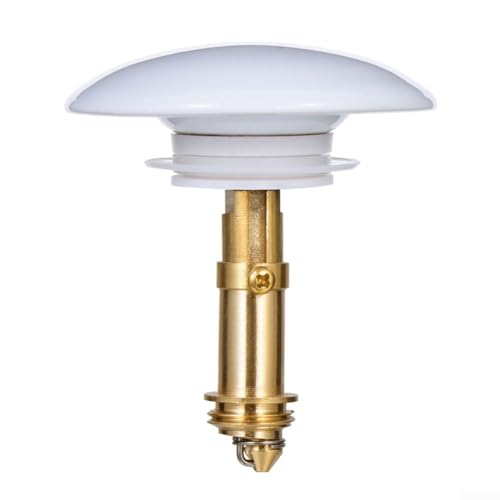 Ablaufstopfen für Waschbecken, 66 mm, mit Messingabdeckung, für Waschbecken, Ablaufgarnitur mit Druckknopf (weiß)