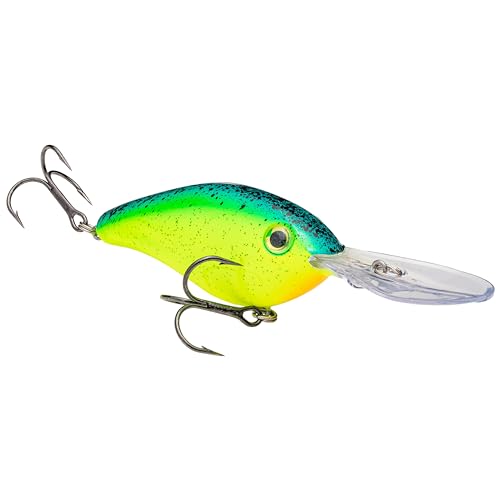Strike King (HC6XD-476) Promodel Crankbait S6XD Fishing Lure, Chartreuse with Blue/Black Splatterback, 1 oz, Unique Curved Bill and Balance