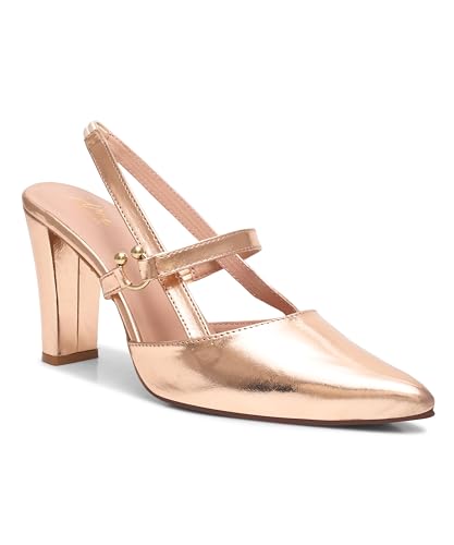 Image of JM LOOKS Slingback Pumps Elegant Dressy Heels for Women Closed Toe Pointy High Heels Wedding Bride Prom Party Evening Shoes