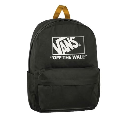 Vans Mochila Off The Wall, Verde Oscuro con Logo Blanco, Asas Amarillas
