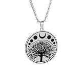 Collar personalizado para hombre y mujer, estilo retro punk, árbol de la vida, sol y luna, collar con colgante de medalla para hombres y mujeres, regalo de joyería deportiva casual
