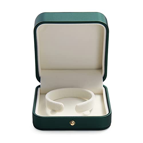 HVMBEUGOS Preciosa Caja para Anillos de Color Verde Oscuro de, Caja de Cuero Premium para Anillos de Boda, Estuche de Regalo para Joyas de pedida de Mano.