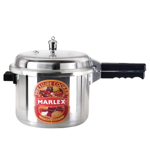 Image of Marlex Regular Premium Aluminium Pressure Cooker with Lid - 16 Litres | Sturdy Aluminium Body with Safety Valve & Steel Whistle | Gas Stove Compatible | ISI Certified | 5-Year Warranty