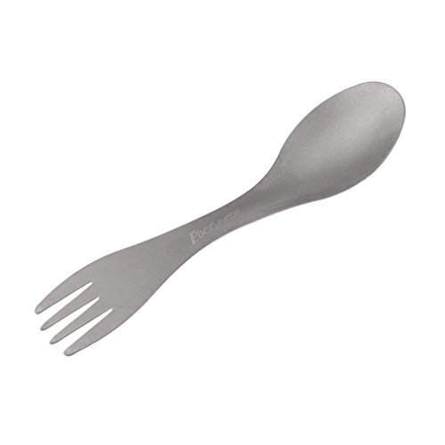 Leoboone Draagbare 2 in 1 Ultralight Pure Titanium Legering Spork Titanium Lepel Titanium Vork Servies Outdoor Camping Picknick Wandelen