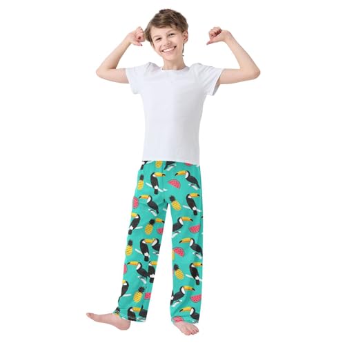 Parrot Watermelon Boys Long Pants Soft Trousers Elastic Waist Kids Lounge Bottoms with Pockets S-XL2