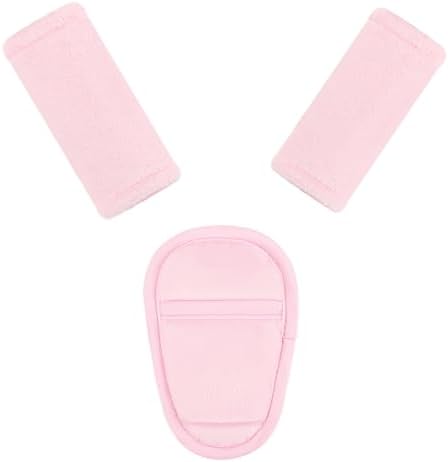 SWESEN Baby Car Seat Strap Covers, 3 Piece Soft Car Seat Strap Shoulder Pads for Baby Girls Boys, Double-Sided Use carseat Straps Covers for Stroller, Car Seats, Pushchair, Pink