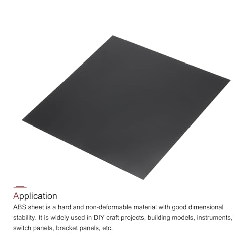 Image of MECCANIXITY Black ABS Plastic Sheet 8 x 8 x 0.04 Inch for Building Model, DIY Crafts, Panel, Pack of 1 Pcs
