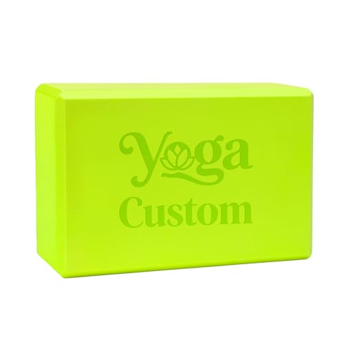 GOGO Customized Yoga Block 9x6x3 Inch, Green Eva Foam Yoga Brick High-Density Engraved for Gym Pilates Studio Meditation