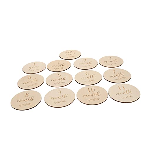 AOKWAWALIY 13個 ウッドチップを撮影する ベビーマイルストーンカード ベビーマンスリーカード ベビーギフト ベビーシャワーのギフト 木製 成長カード 装飾品 赤ちゃん