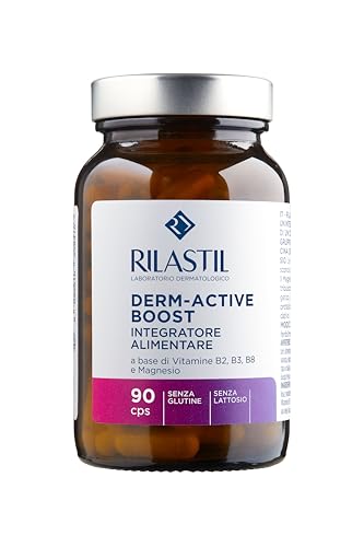 Rilastil Derm-Active Boost Integratore Alimentare a Base di Vitamine del Gruppo B e Magnesio, per Tutti i Tipi di Pelle, 90 Capsule