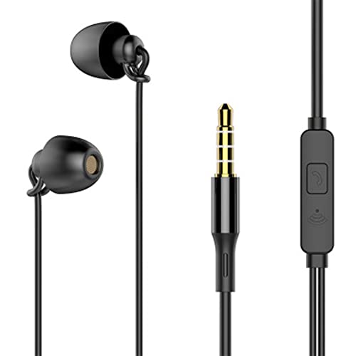 Greatangle-UK Schlaf-Kopfhörer HiFi Weicher Silikon-Seitenschlaf-Schallschutz ohne Druck In-Ear-Handy-Headset mit Mikrofon, Schwarz Cover