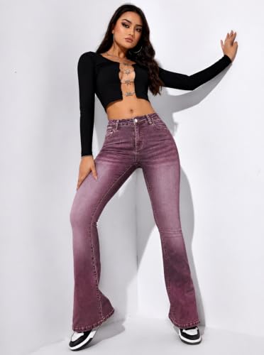 Image of Ben Martin Women's High Waist Jeans || Flared Bell Bottom Bootcut Pants || Wide Leg Stretch Denim - Perfect for Travel, Party & Everyday Use - Sizes 26-40 (1)