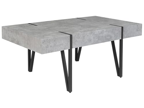 Beliani Table Basse Rectangulaire avec Plateau Effet Béton et Pieds Noirs pour Salon au Style Moderne et Industriel