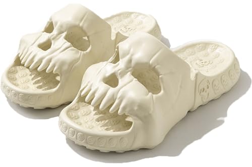 Jfxgjuv Skull Slides Sandals for Women Men, Pillow Slippers with Arch Support, EVA Thick Sole Non Slip Quick Drying Cloud Slippers Bathroom Pool Beach Shoes