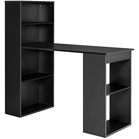 COSTWAY 122cm Wooden Computer Desk with Storage Cover