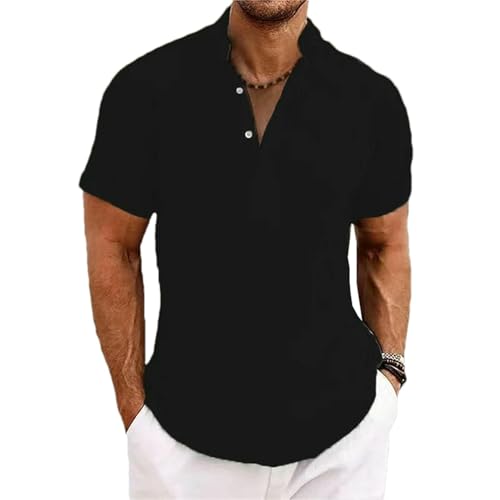 Chemise d'été homme col montant anti-chaleur fluide et unie