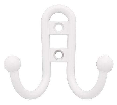 Liberty Hardware B46115Z-W-C Double Prong Robe Hook with Ball End, White