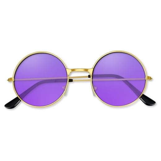 BOUBONI Lunettes de soleil hippie rondes des années 70 pour femme avec chiffon coloré, A05-violet, 48 mm