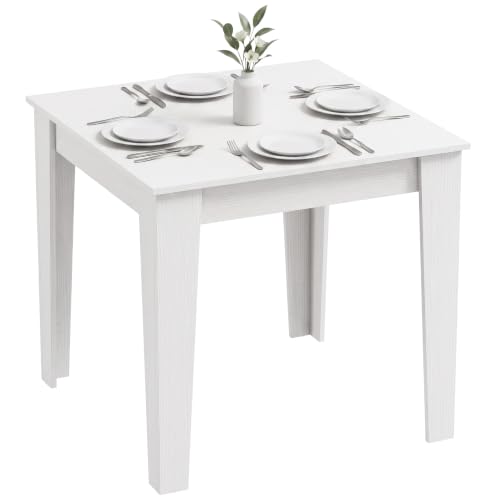 Image of HOMCOM Dining Table for 4 Modern Square 80L x 80W x 75Hcm White