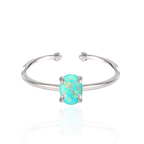 18K Rose Gold Plated Opal Ring, White/Green/Pink Opal, Adjustable Size