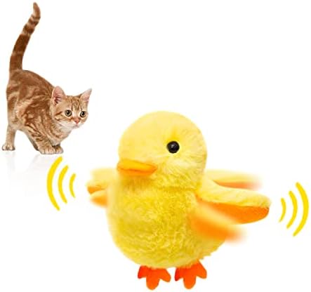 PetDroid Interactive Cat Toys for Indoor Cats, Rechargeable Touch Activated Duck Cat Squeaking Catnip Toy for Cats/Kittens, Plush Cat Exercise Toys (Interactive Duck Cat Toy)