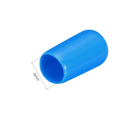 Image of MECCANIXITY 100pcs 8mm(5 /16 inch) Rubber End Caps Cover PVC Vinyl Screw Thread Protector Round Wire Shelf Caps for Screw Bolt Pipe Fence Post, Light Blue