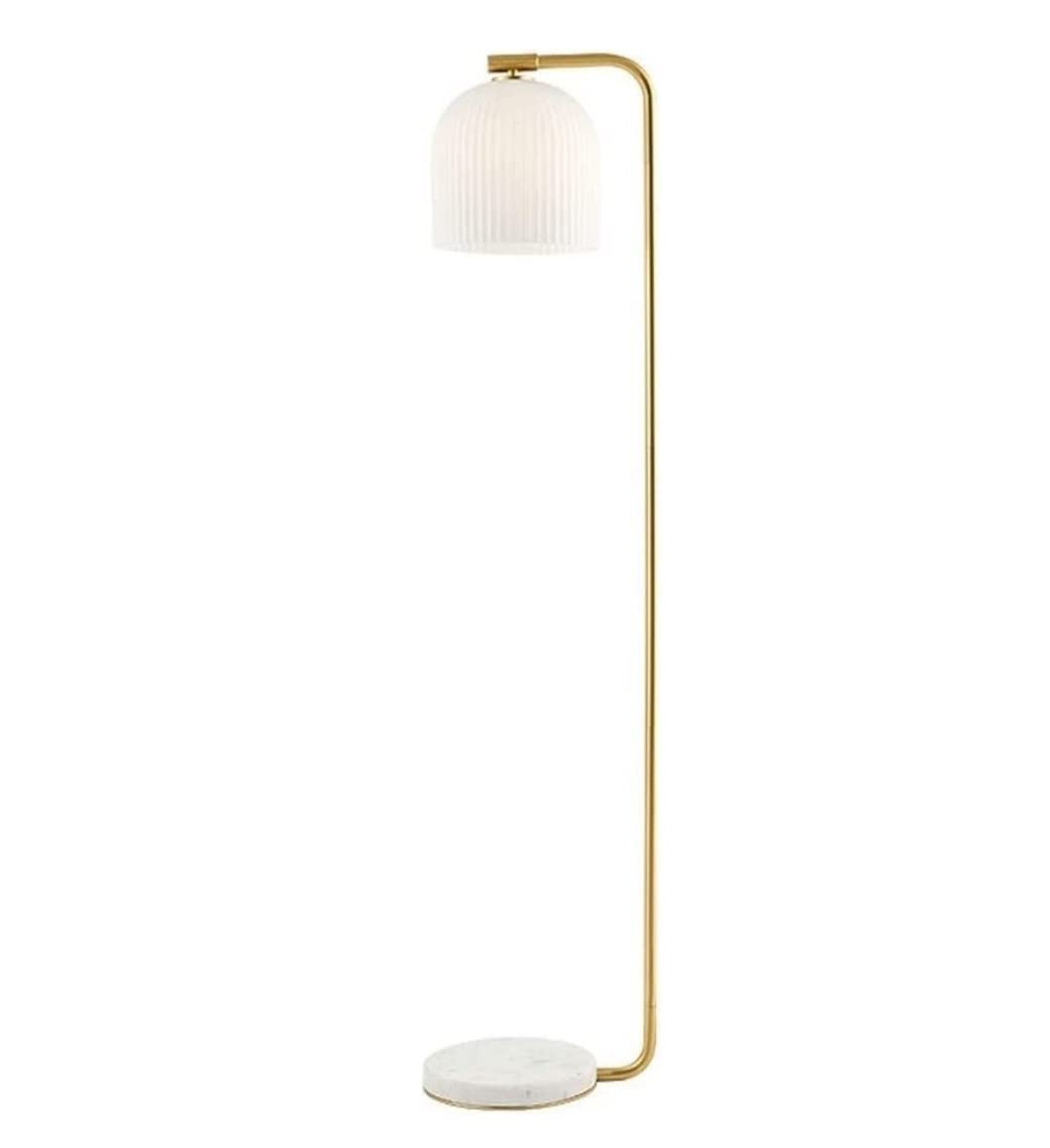 Lampa Podłogowa Nordic Metalowa Lampa Podłogowa W Paski Klosz Szklany Marmurowa Podstawa Stojąca Do Salonu Sypialnia Sypialni Salonu